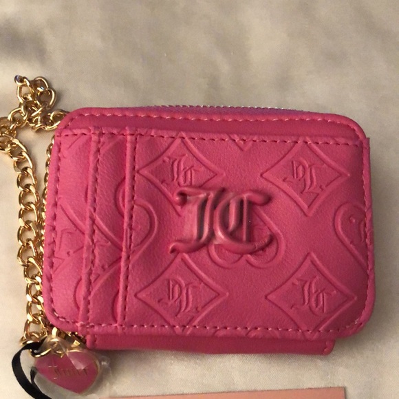 Juicy Couture Juicy Pink Good Times Square Zip Card Case Chain Wrist Strap NWT - Picture 5 of 13